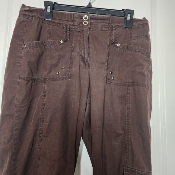Chico's brown utility cargo pants size 0.5 elasticized waist band casual y2k - Picture 5 of 10